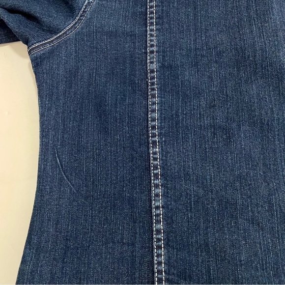 Allison Daley Blue Jean Jacket Blazer Stretchy Size 8 Medium Cotton Casual - Picture 15 of 15